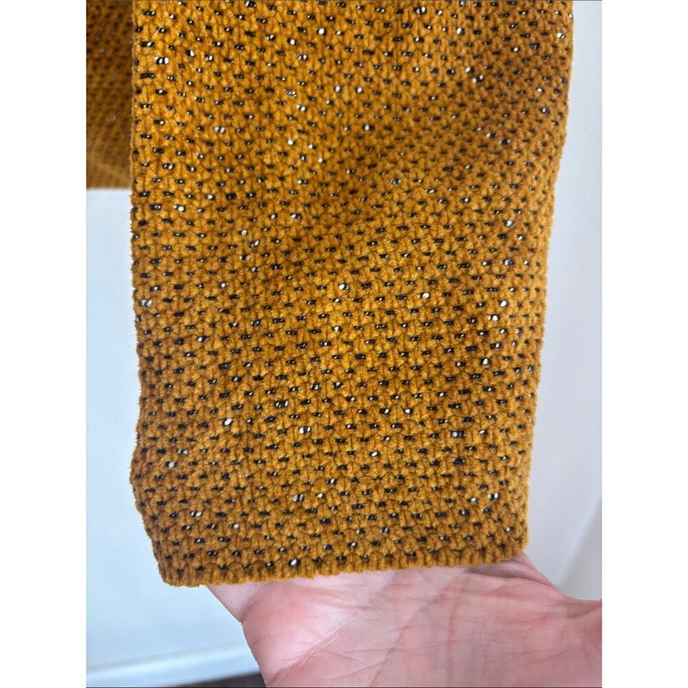 Eileen Fisher Women’s tweety textured Mustard 100% cotton mock neck Sweater MD - Picture 4 of 8